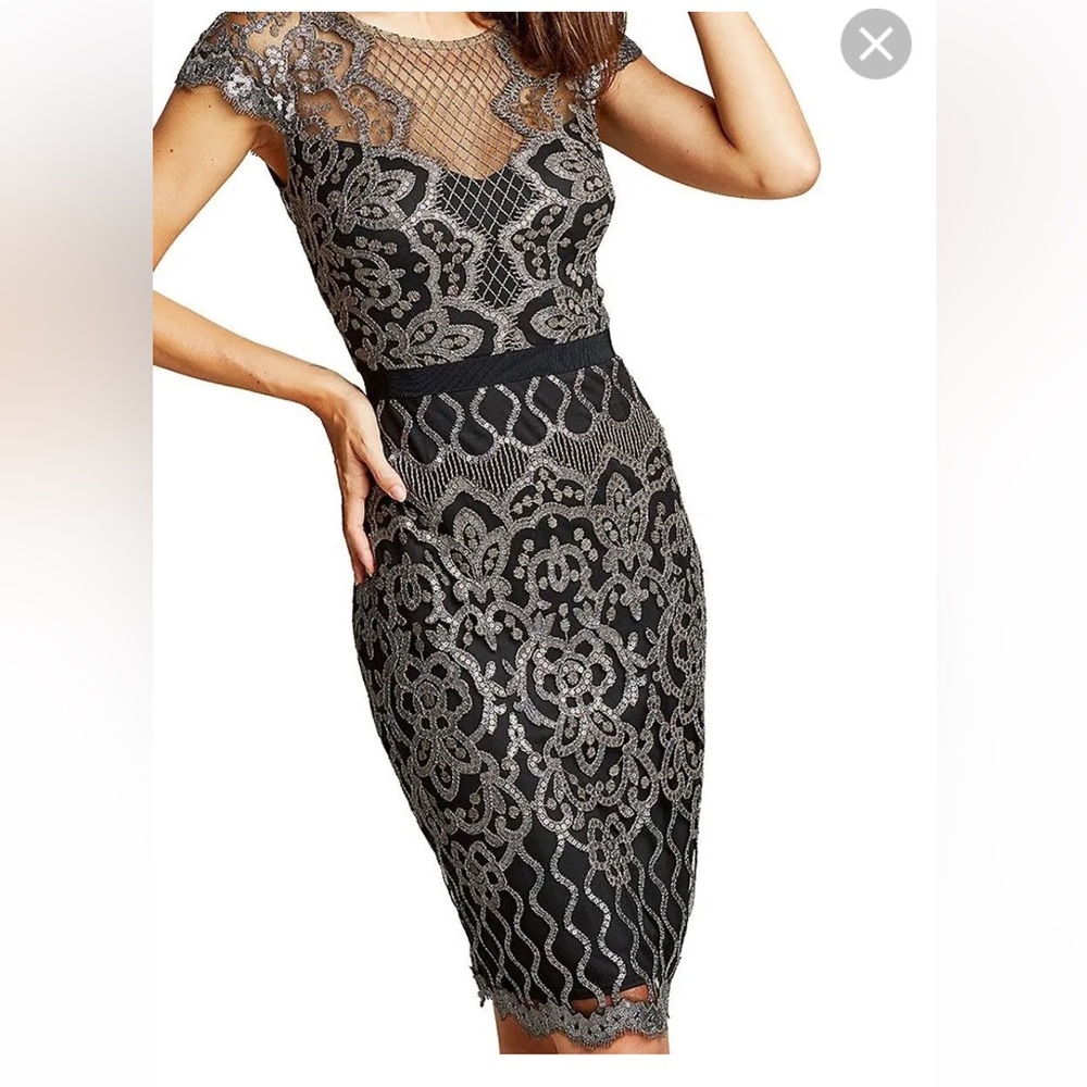 Tadashi Shoji Sequin Lace Cocktail dress Size 14; lightly used